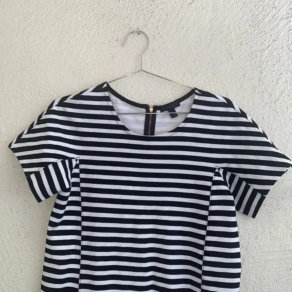 J.Crew Petite Striped T-shirt Dress  Black/White Stripes Size: Medium P - Picture 3 of 8